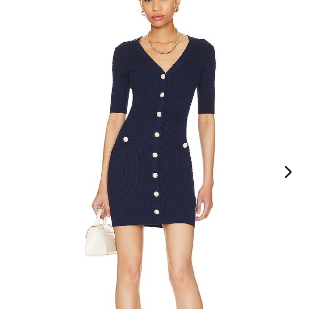 Navy Blue Button-Down Sweater Dress